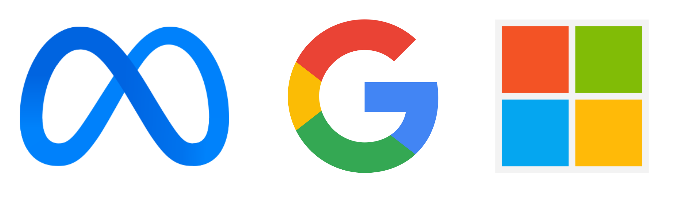 Logos of Meta, Google, Microsoft